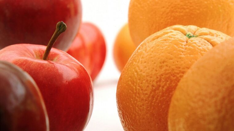 μήλα και πορτοκάλια για την ιαπωνική διατροφή